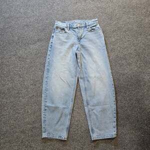 American Eagle Jeans Womens 00 Blue Lightwash Barrel Leg Baggy Mid Rise Casual